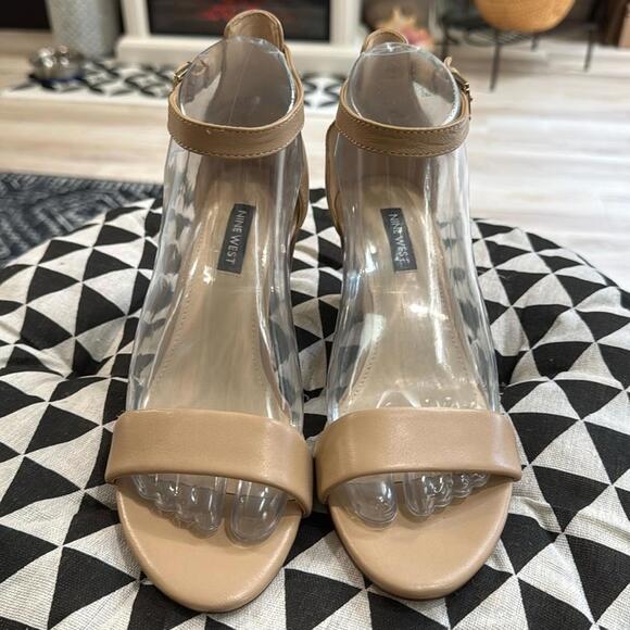 Nine West Pruce Ankle Strap Block Heel Sandals nude - Picture 2 of 8